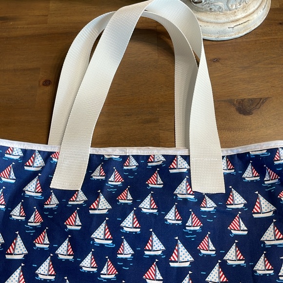 Tote Bag Custom Made Double Lined Fabric bag Sail Boat Theme - Picture 3 of 5